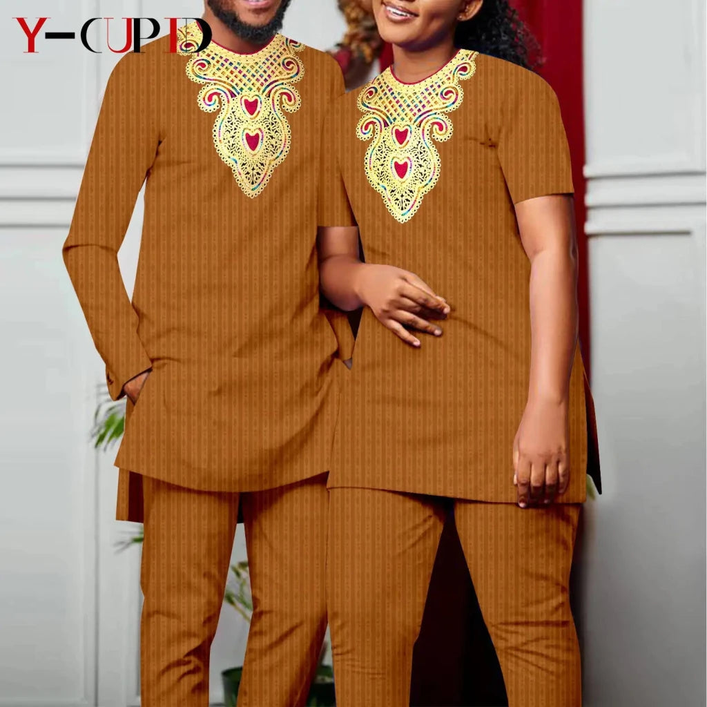 Bazin Riche African Couples Matching Outfit Set - Free Delivery Worldwide only at Flexi Africa