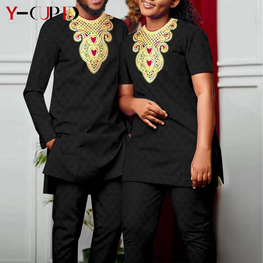 Bazin Riche African Couples Matching Outfit Set - Free Delivery Worldwide only at Flexi Africa