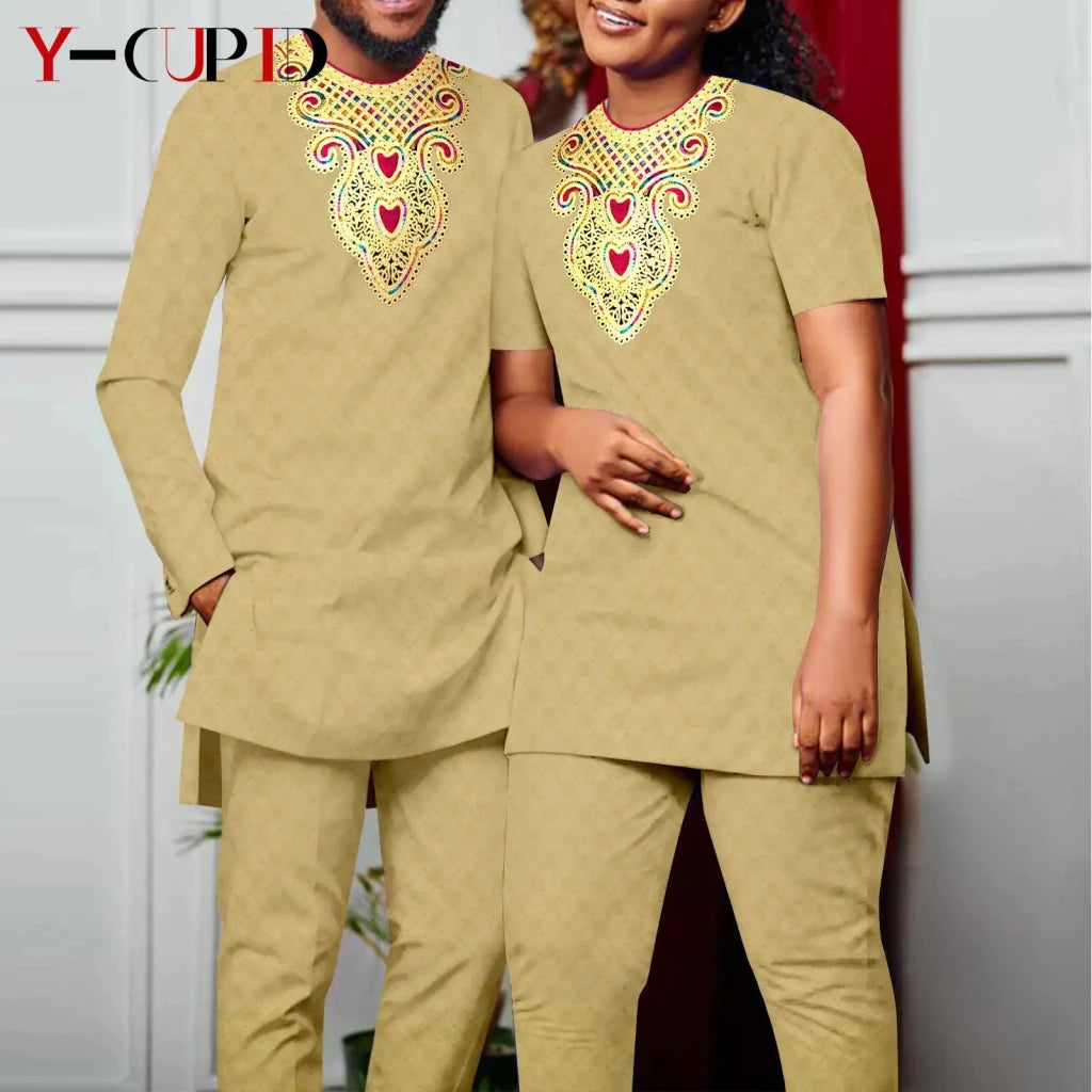 Bazin Riche African Couples Matching Outfit Set - Free Delivery Worldwide only at Flexi Africa
