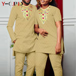 Bazin Riche African Couples Matching Outfit Set - Free Delivery Worldwide only at Flexi Africa