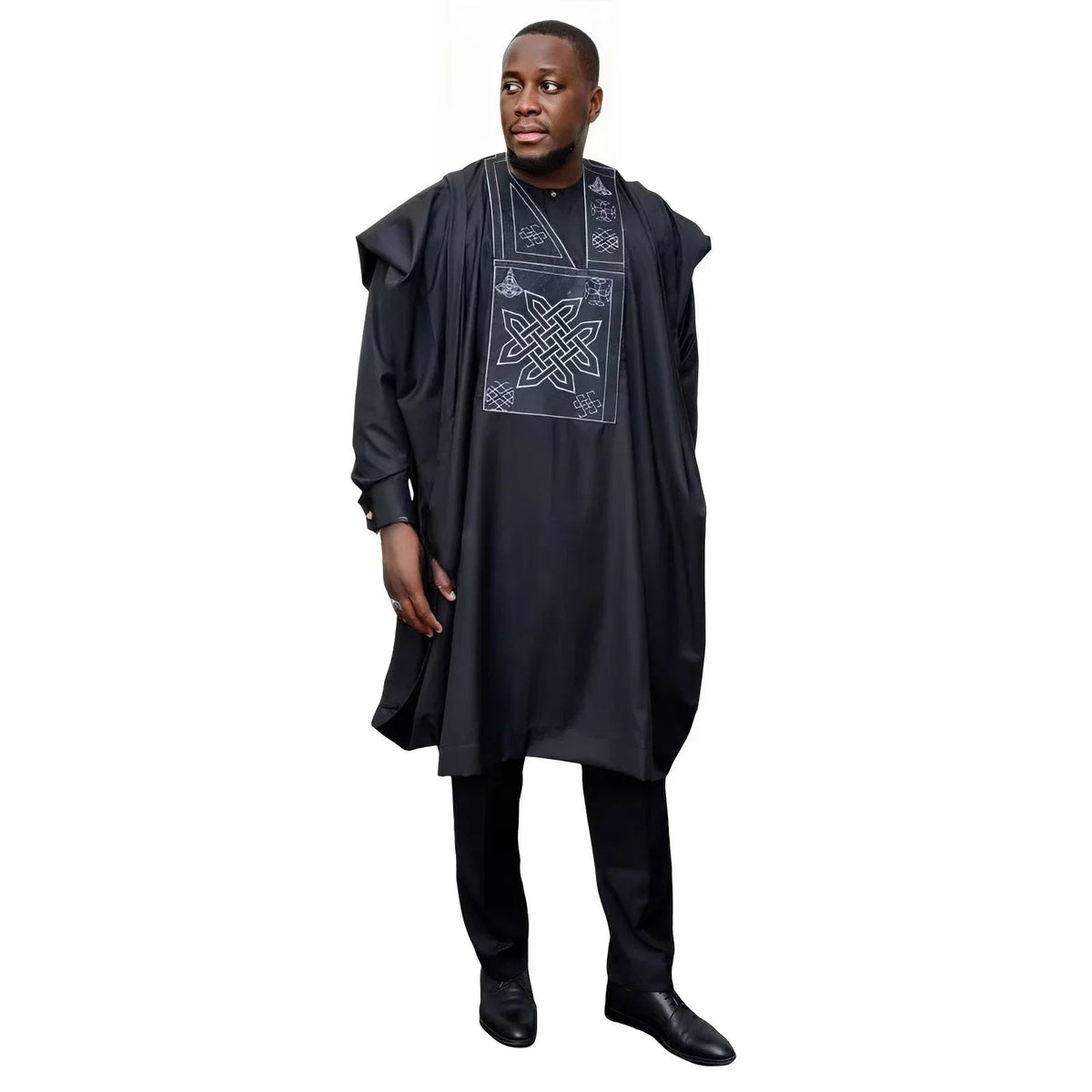 Bazin Riche Embroidered Long Sleeve Top: Authentic African Men's Attire - Flexi Africa - Flexi Africa offers Free Delivery Worldwide - Vibrant African traditional clothing showcasing bold prints and intricate designs