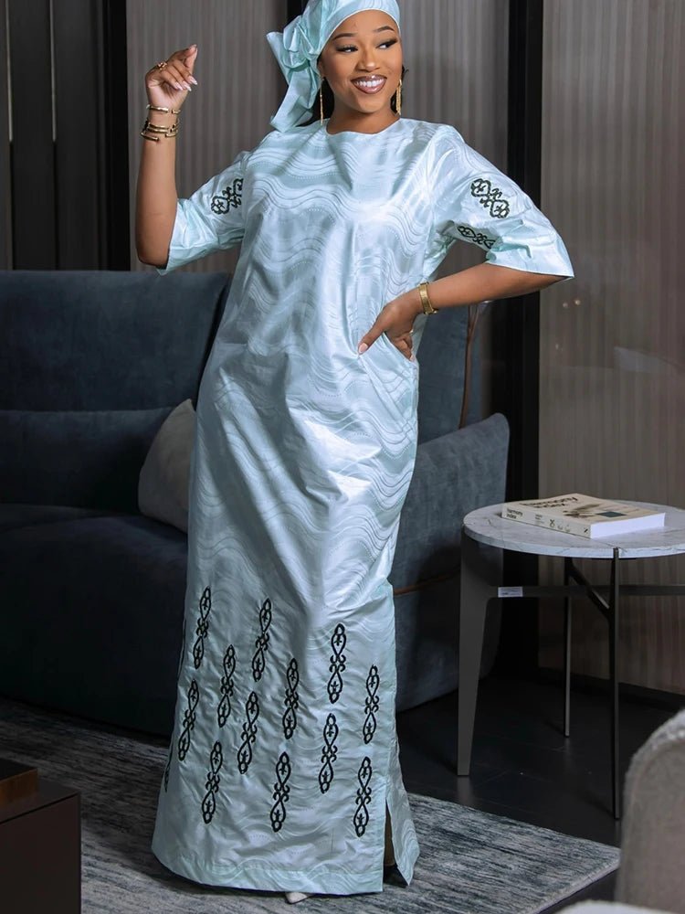 Bazin Riche Original Wearable Throughout The Four Seasons Women Clothing African Birthday Dress Dress For Wedding Party Women - Free Delivery Worldwide only at Flexi Africa