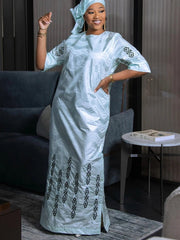 Bazin Riche Original Wearable Throughout The Four Seasons Women Clothing African Birthday Dress Dress For Wedding Party Women - Free Delivery Worldwide only at Flexi Africa