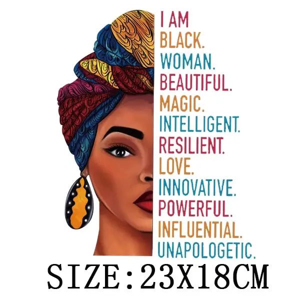 Beautiful African Lady Iron - On Thermo Transfer Patch - Washable DIY Applique for Clothing - Flexi Africa - Free Delivery Worldwide only at www.flexiafrica.com