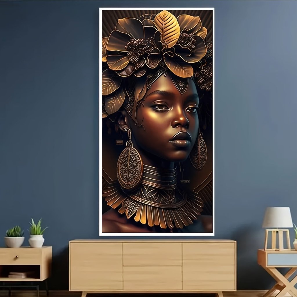 Beginner’s Delight: Large 5D African Woman Diamond Art Kit (40x70CM) - Free Delivery Worldwide only at Flexi Africa