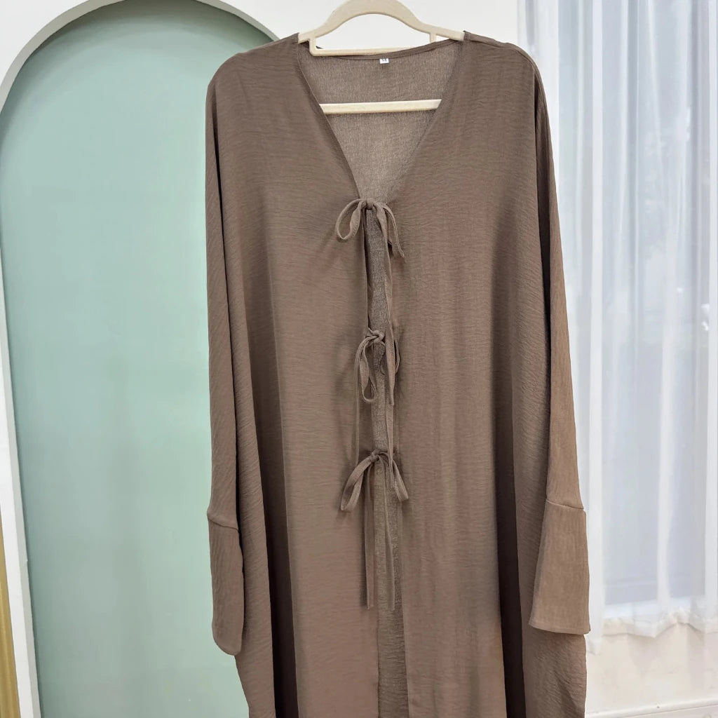 Black Open Abaya Cardigan for Women – Modest Luxury Eid, Party & Vacation Robe - Free Delivery Worldwide only at Flexi Africa