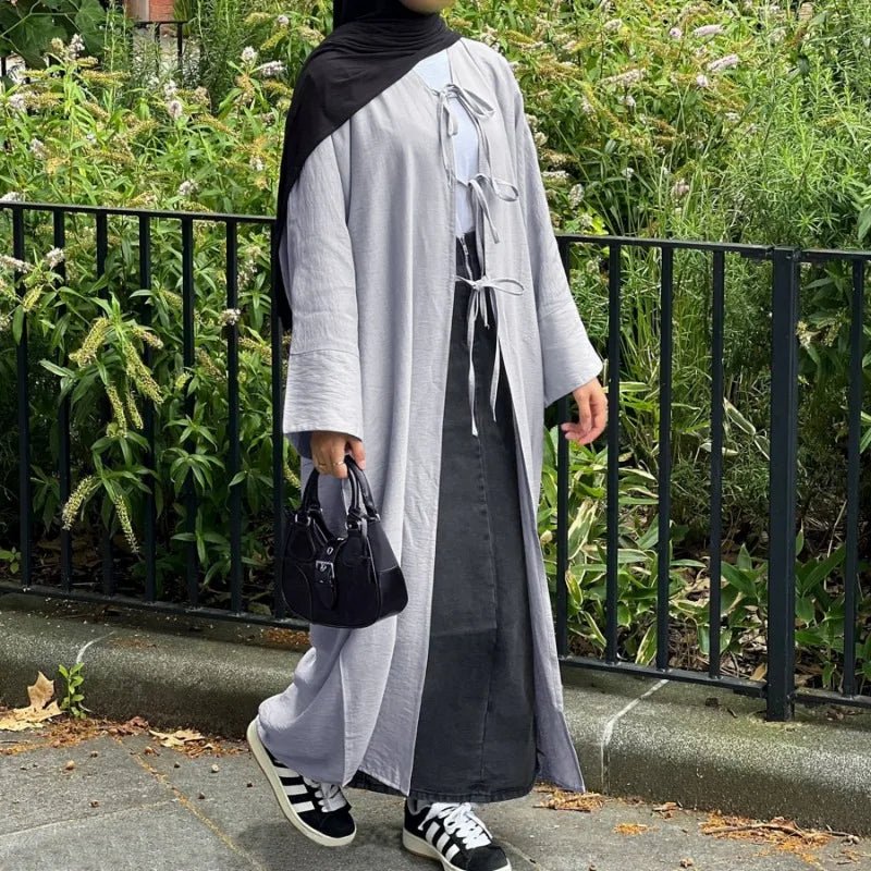 Black Open Abaya Cardigan for Women – Modest Luxury Eid, Party & Vacation Robe - Free Delivery Worldwide only at Flexi Africa