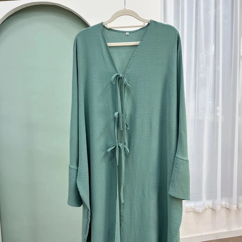 Black Open Abaya Cardigan for Women – Modest Luxury Eid, Party & Vacation Robe - Free Delivery Worldwide only at Flexi Africa
