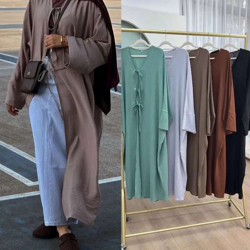 Black Open Abaya Cardigan for Women – Modest Luxury Eid, Party & Vacation Robe - Free Delivery Worldwide only at Flexi Africa