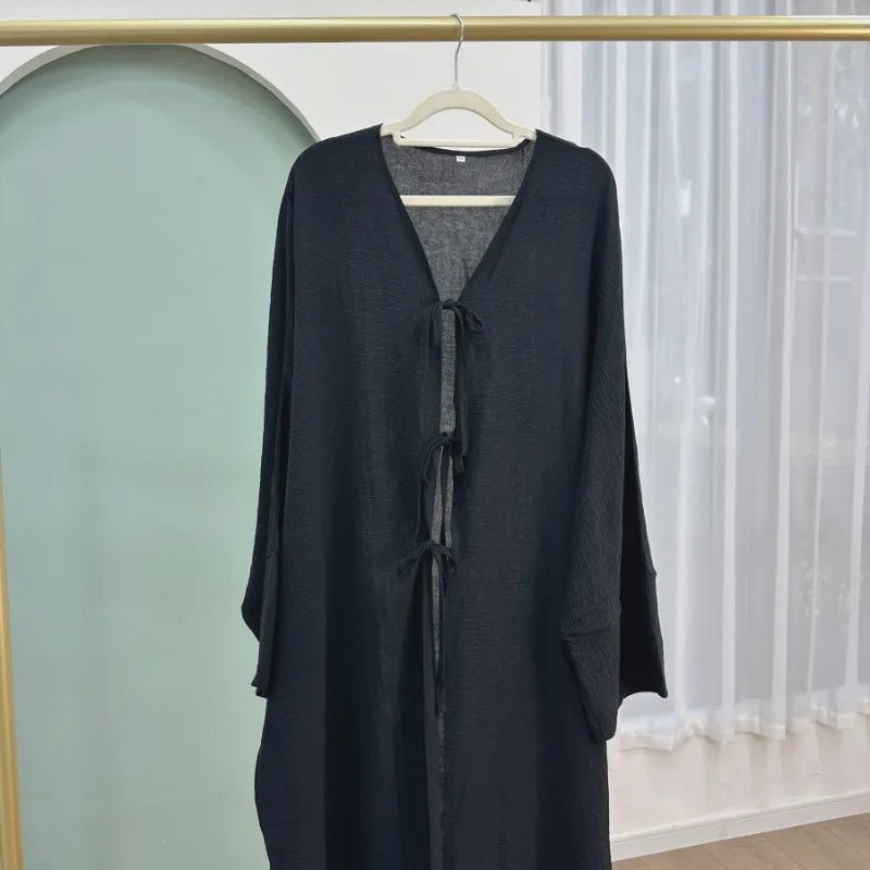 Black Open Abaya Cardigan for Women – Modest Luxury Eid, Party & Vacation Robe - Free Delivery Worldwide only at Flexi Africa