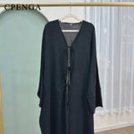 Black Open Abaya Cardigan for Women – Modest Luxury Eid, Party & Vacation Robe - Free Delivery Worldwide only at Flexi Africa