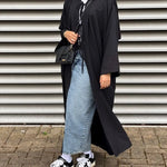 Black Open Abaya Cardigan for Women – Modest Luxury Eid, Party & Vacation Robe - Free Delivery Worldwide only at Flexi Africa