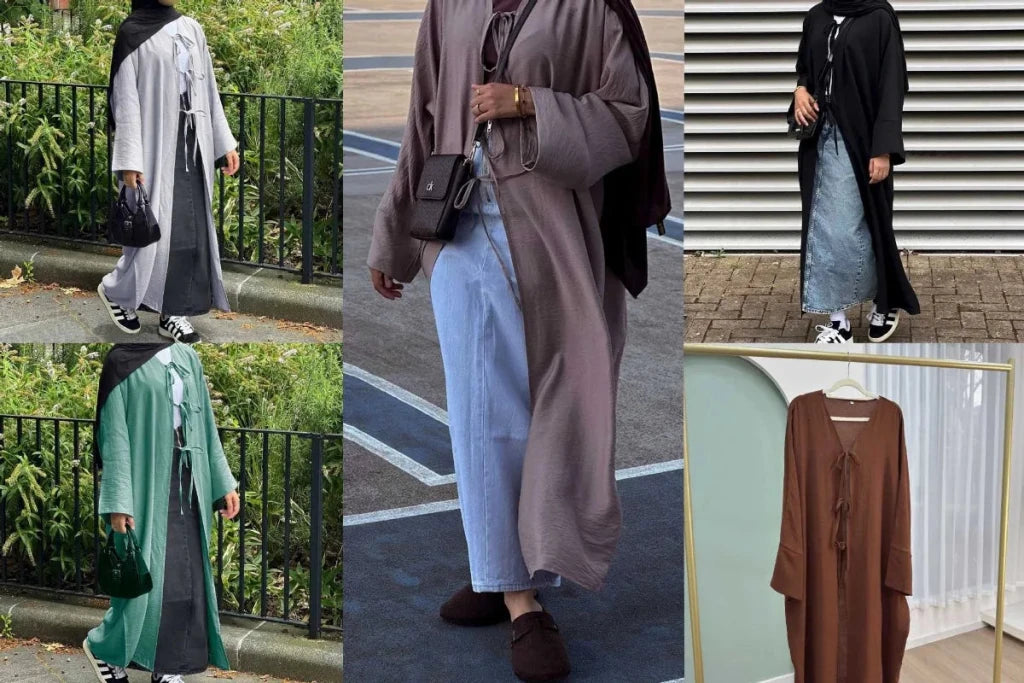Black Open Abaya Cardigan for Women – Modest Luxury Eid, Party & Vacation Robe - Free Delivery Worldwide only at Flexi Africa