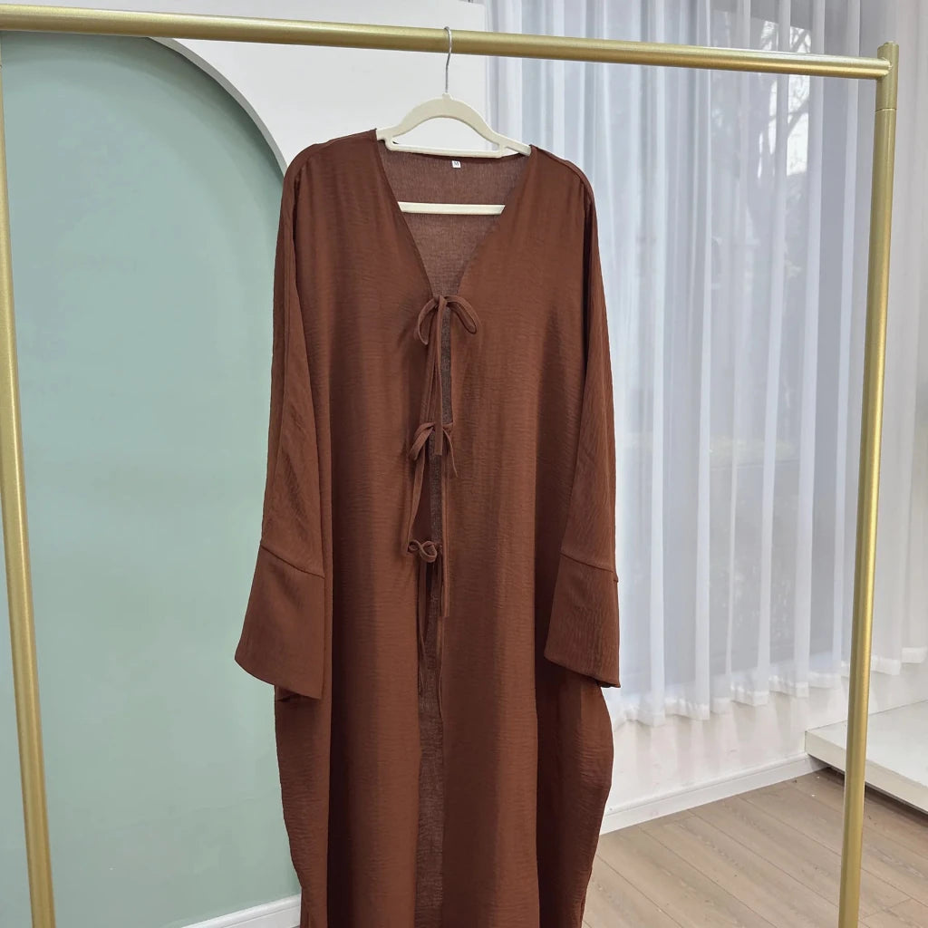 Black Open Abaya Cardigan for Women – Modest Luxury Eid, Party & Vacation Robe - Free Delivery Worldwide only at Flexi Africa