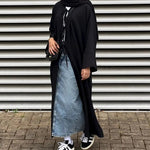 Black Open Abaya Cardigan for Women – Modest Luxury Eid, Party & Vacation Robe - Free Delivery Worldwide only at Flexi Africa