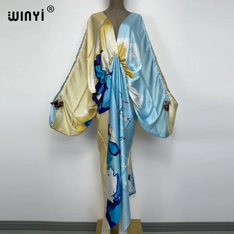 Bohemian Elegance: Silk Rayon Maxi Beach Dress with Hand-Rolled Feel - Flexi Africa - Free Delivery www.flexiafrica.com