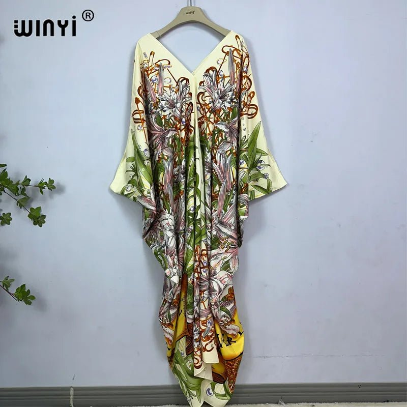 Bohemian Print Maxi Kaftan: Stylish Summer Abaya Dress for Women - Flexi Africa - Free Delivery Worldwide only at www.flexiafrica.com