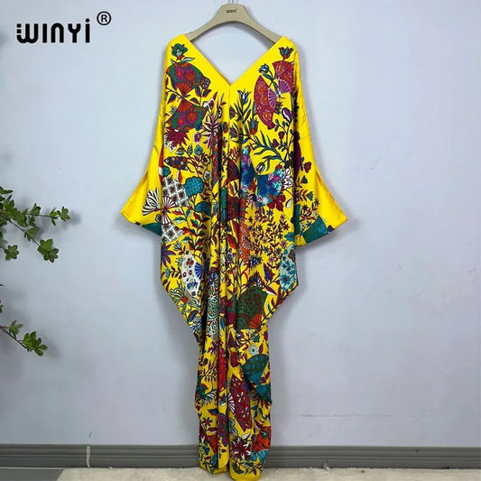 Bohemian Print Maxi Kaftan: Stylish Summer Abaya Dress for Women - Free Delivery Worldwide only at Flexi Africa