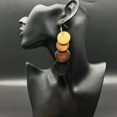 Bohemian Wooden Long Earrings - African Primitive Style Retro Earrings - Free Delivery Worldwide only at Flexi Africa