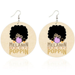 Boho Chic: 1PC African Ethnic Wooden Earrings Round 80mm x 60mm - Flexi Africa offers Free Delivery Worldwide