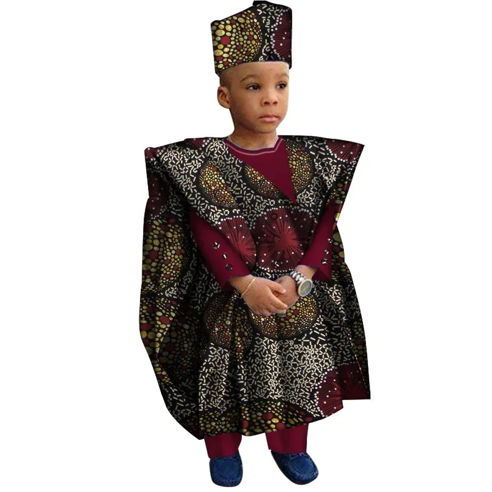 Boys' African-Print Tunic, Trousers & Hat Outfit - Free Delivery Worldwide only at Flexi Africa