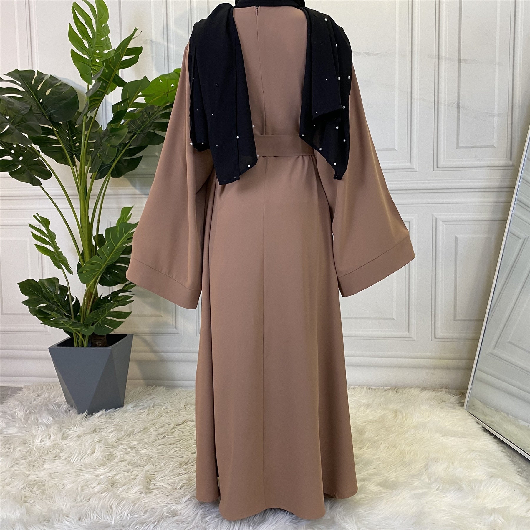 Chic and Modest: Muslim Fashion Hijab Dubai Abaya Long Dresses with Sashes for Women - Flexi Africa - Free Delivery Worldwide