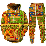 Colorful African Folk Print Unisex Tracksuit Set – 2PC Hoodie and Pants Ethnic Sportswear - Free Delivery Worldwide only at Flexi Africa