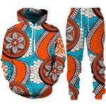 Colorful African Folk Print Unisex Tracksuit Set – 2PC Hoodie and Pants Ethnic Sportswear - Free Delivery Worldwide only at Flexi Africa