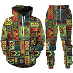 Colorful African Folk Print Unisex Tracksuit Set – 2PC Hoodie and Pants Ethnic Sportswear - Free Delivery Worldwide only at Flexi Africa