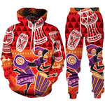Colorful African Folk Print Unisex Tracksuit Set – 2PC Hoodie and Pants Ethnic Sportswear - Free Delivery Worldwide only at Flexi Africa