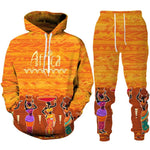 Colorful African Folk Print Unisex Tracksuit Set – 2PC Hoodie and Pants Ethnic Sportswear - Free Delivery Worldwide only at Flexi Africa