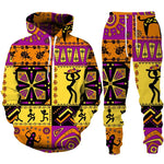 Colorful African Folk Print Unisex Tracksuit Set – 2PC Hoodie and Pants Ethnic Sportswear - Free Delivery Worldwide only at Flexi Africa