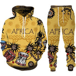 Colorful African Folk Print Unisex Tracksuit Set – 2PC Hoodie and Pants Ethnic Sportswear - Free Delivery Worldwide only at Flexi Africa