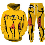 Colorful African Folk Print Unisex Tracksuit Set – 2PC Hoodie and Pants Ethnic Sportswear - Free Delivery Worldwide only at Flexi Africa