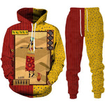 Colorful African Folk Print Unisex Tracksuit Set – 2PC Hoodie and Pants Ethnic Sportswear - Free Delivery Worldwide only at Flexi Africa