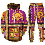 Colorful African Folk Print Unisex Tracksuit Set – 2PC Hoodie and Pants Ethnic Sportswear - Free Delivery Worldwide only at Flexi Africa