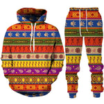 Colorful African Folk Print Unisex Tracksuit Set – 2PC Hoodie and Pants Ethnic Sportswear - Free Delivery Worldwide only at Flexi Africa