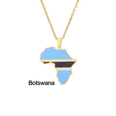 Continent Chic: African Map Geometric Pendant Necklace in Stainless Steel - Flexi Africa - Free Delivery Worldwide