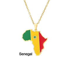 Continent Chic: African Map Geometric Pendant Necklace in Stainless Steel - Flexi Africa - Free Delivery Worldwide