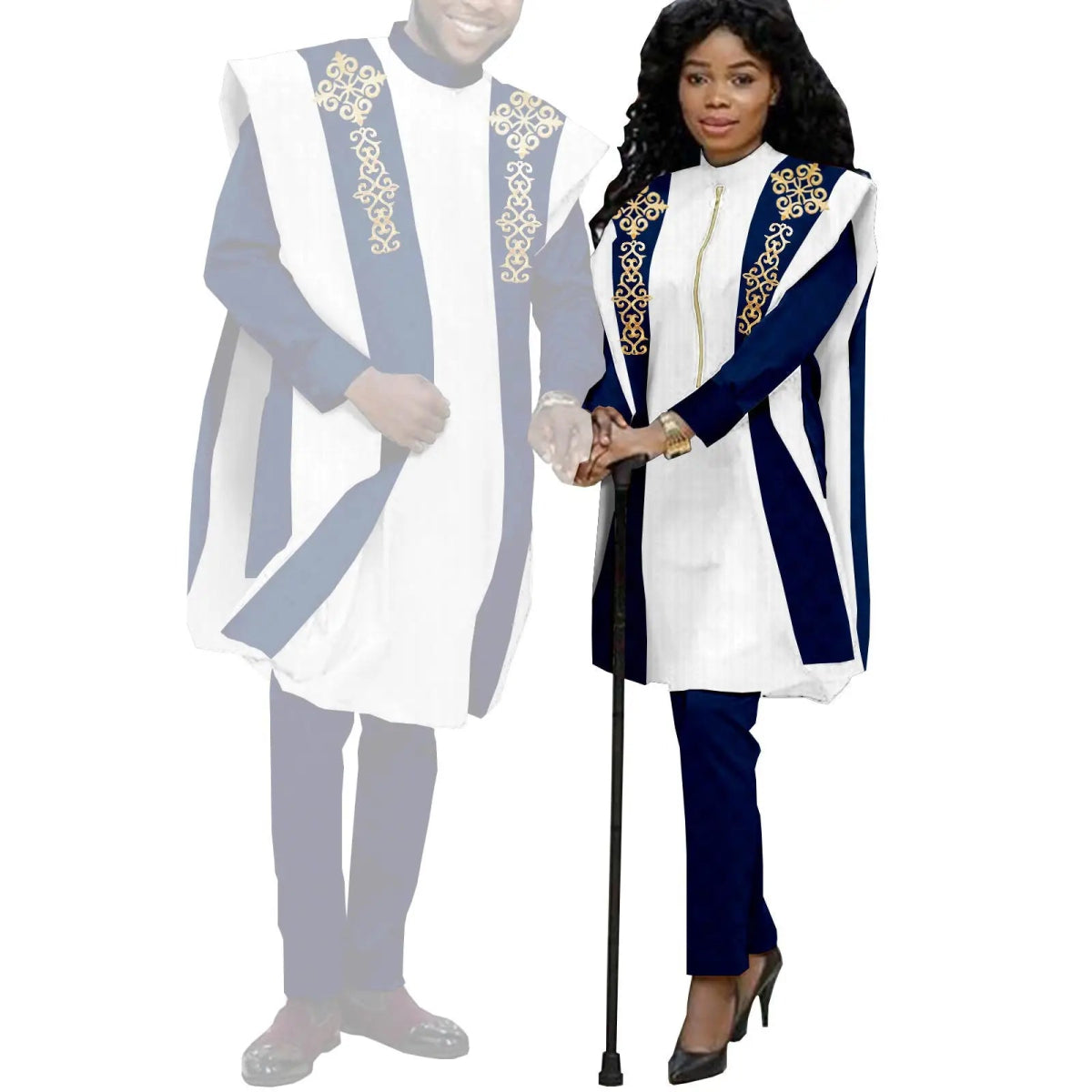 Couples Agbada Set – Men’s Traditional 3PC Suit & Women’s Matching Outfit - Free Delivery Worldwide only at Flexi Africa