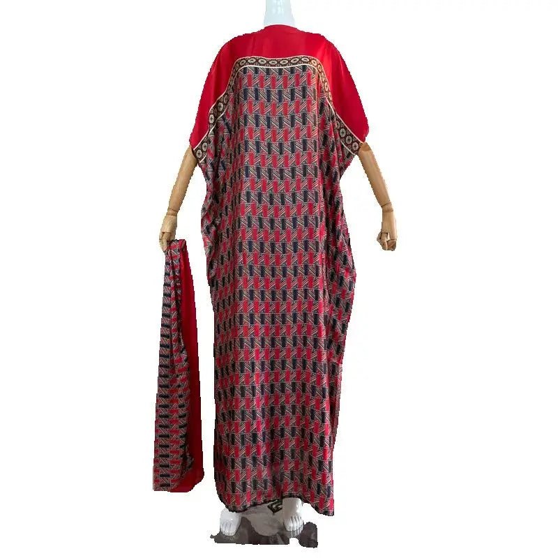 Dashiki Abaya Print Dress: Oversized Design with Matching Scarf for Women - Flexi Africa - Free Delivery Worldwide only at www.flexiafrica.com