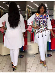 Dashiki African 2 Colors New Fashion Suit (Dress and Trousers) Suit African For Lady - Flexi Africa - Free Delivery only