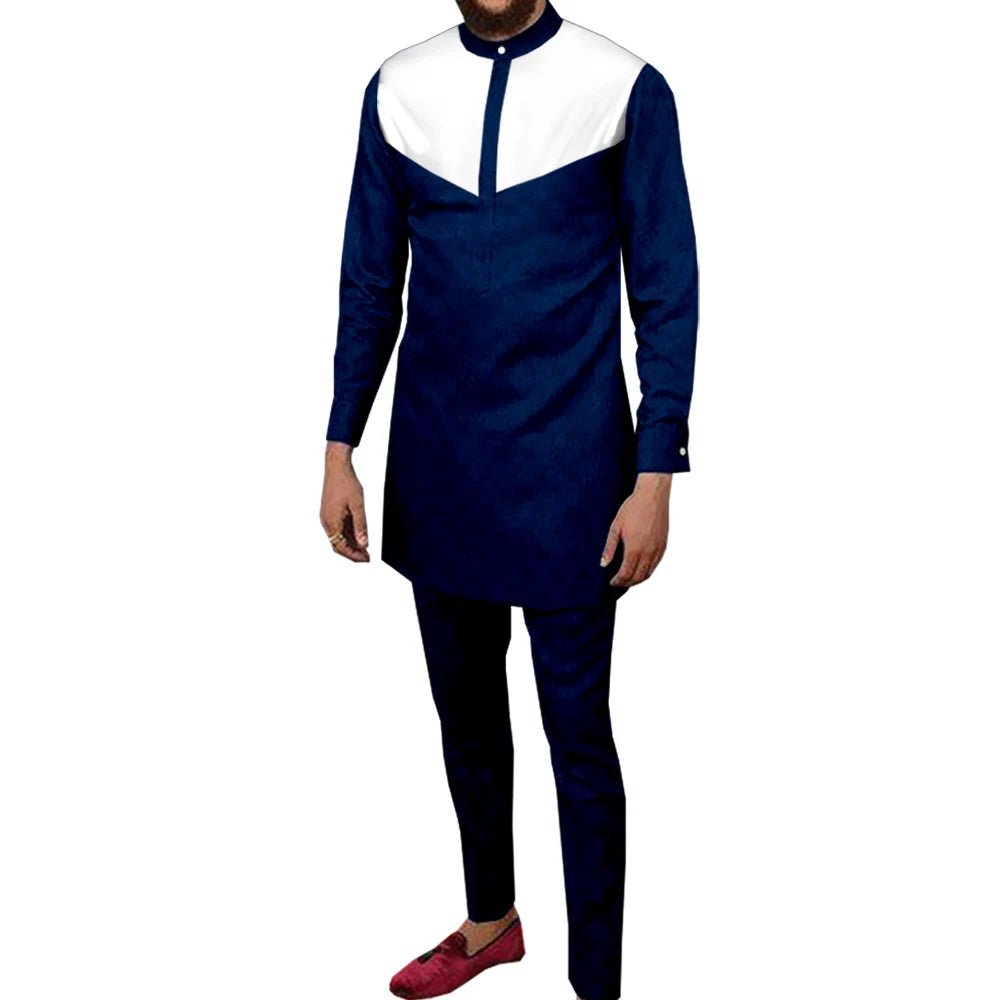 Dashiki African Couple Clothing – Sexy V - Neck Women’s Prom Dress with Matching Men’s Shirt & Pants Set - Free Delivery Worldwide only at Flexi Africa