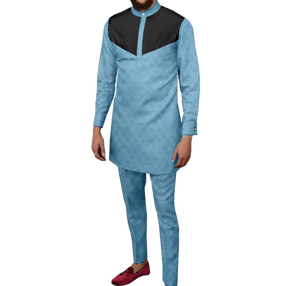 Dashiki African Couple Clothing – Sexy V - Neck Women’s Prom Dress with Matching Men’s Shirt & Pants Set - Free Delivery Worldwide only at Flexi Africa