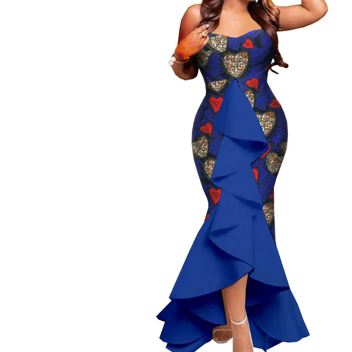 Dashiki African Couple Wedding Set – Women’s Mermaid Dress & Matching Men’s Bazin Riche Shirt and Pants - Free Delivery