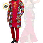 Dashiki African Couple Wedding Set – Women’s Mermaid Dress & Matching Men’s Bazin Riche Shirt and Pants - Free Delivery