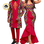 Dashiki African Couple Wedding Set – Women’s Mermaid Dress & Matching Men’s Bazin Riche Shirt and Pants - Free Delivery