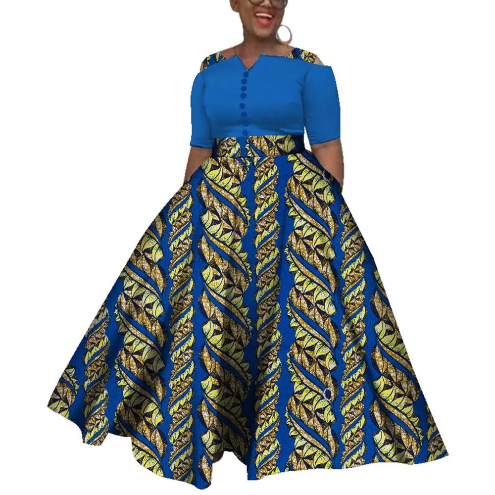 Dashiki African Dress for Women – Colorful Ankle - Length Dress for Daily Wear & Weddings (Sizes S–6XL) - Free Delivery Worldwide only at Flexi Africa