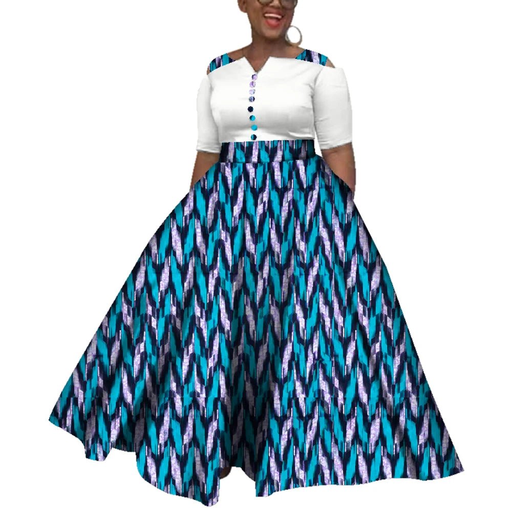 Dashiki African Dress for Women – Colorful Ankle - Length Dress for Daily Wear & Weddings (Sizes S–6XL) - Free Delivery Worldwide only at Flexi Africa