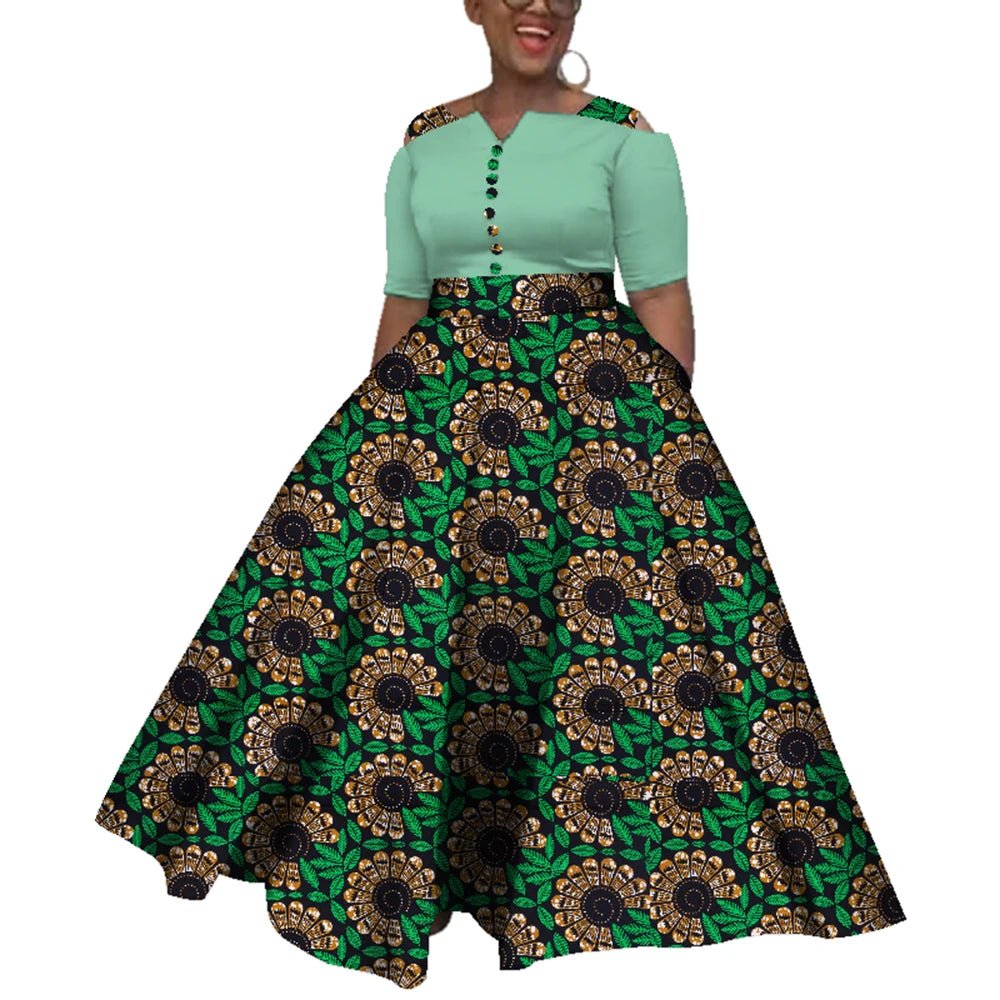 Dashiki African Dress for Women – Colorful Ankle - Length Dress for Daily Wear & Weddings (Sizes S–6XL) - Free Delivery Worldwide only at Flexi Africa